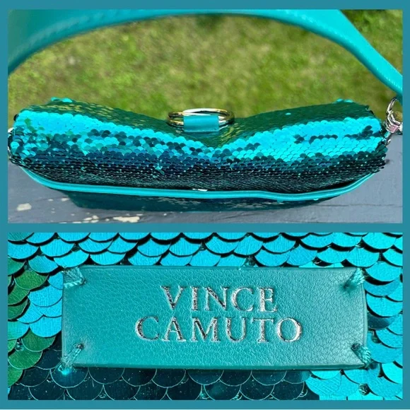 Vince Camuto sequin shoulder bag- Livy-Quetzal Teal NWT $158 Emerald Blue-Green - Picture 10 of 14